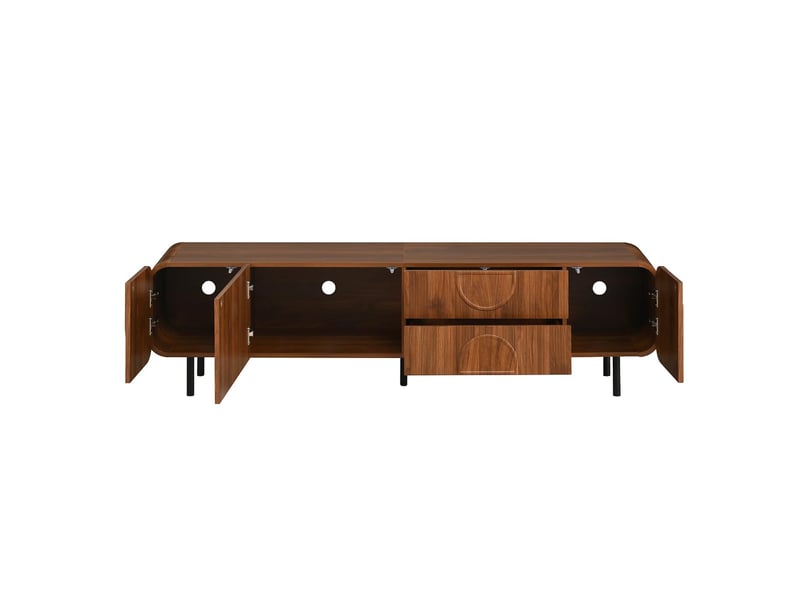  Meuble tv avec rangements mdf et panneau de particules coloris noyer 180x40x47,5 cm - pangivo  - Conforama A