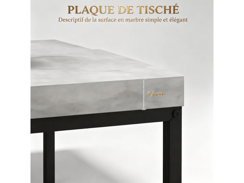  Lot de 2 tables basses gigognes, table basse carrée 45x45 cm, cadre en acier robuste noir, plateau gris, gain de place  - Conforama D