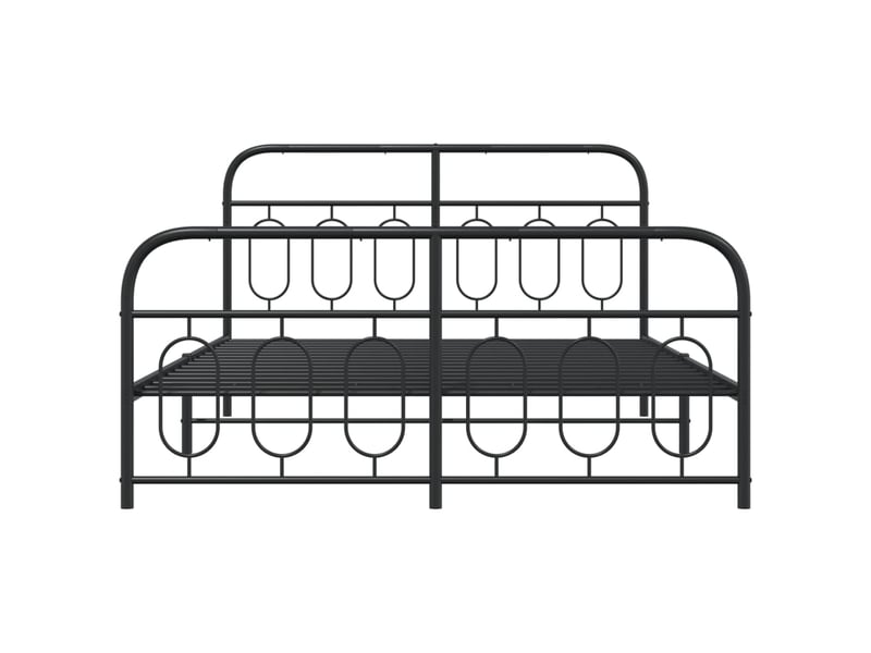  Lit double- lit adulte -  cadre de lit métal sans matelas avec pied de lit noir 135x190cm  - Conforama C