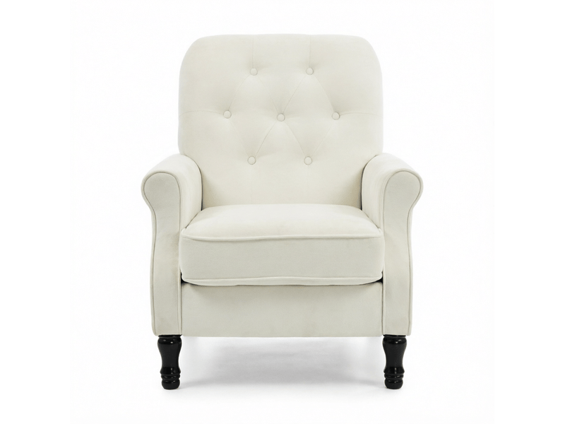  Fauteuil 1 place avec assise épaisse et ressorts ensachés, crème  - Conforama A