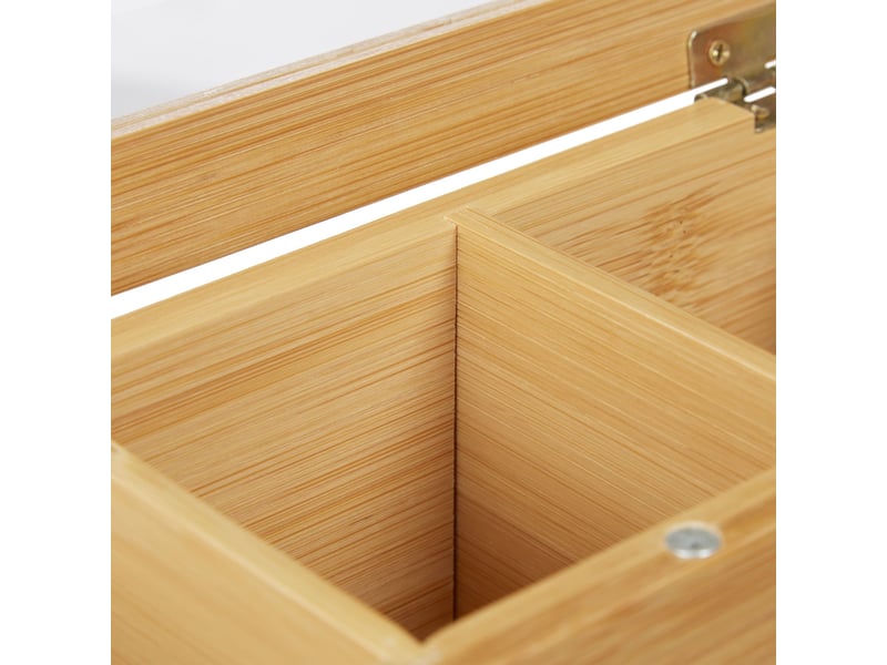  Boîte à thé allongée avec couvercle vitré 30 x 10 x 10 cm gain de place décoration naturelle en bambou beige 13_0008442  - Conforama D