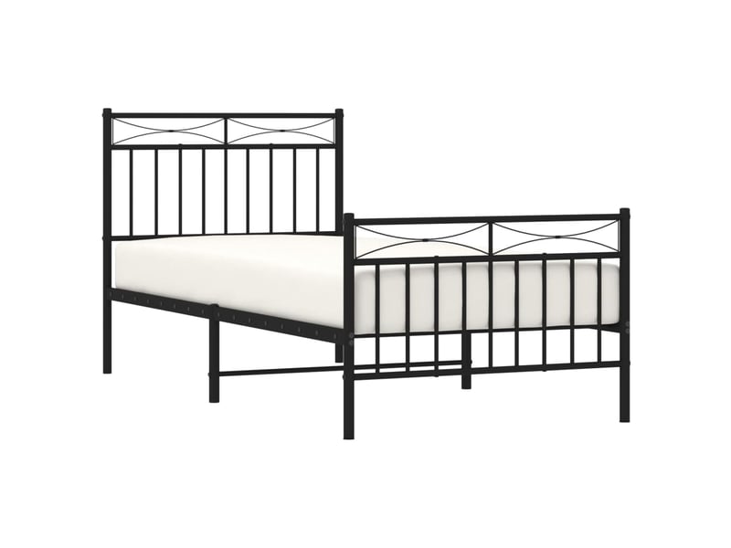  Lit simple- lit adulte -  cadre de lit métal sans matelas avec pied de lit noir 90x200 cm  - Conforama B
