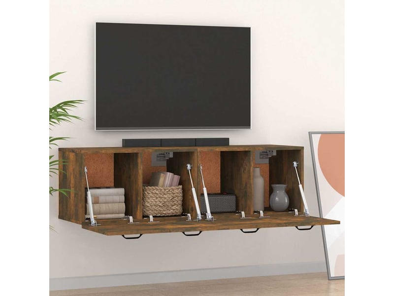  Armoires murales 2 pcs salon chêne fumé 80x35x36,5cm bois d'ingénierie  - Conforama C