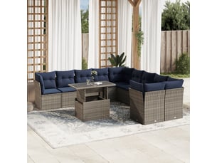 Vidaxl ensemble de canapé de jardin 11 pcs avec coussins gris résine tressée