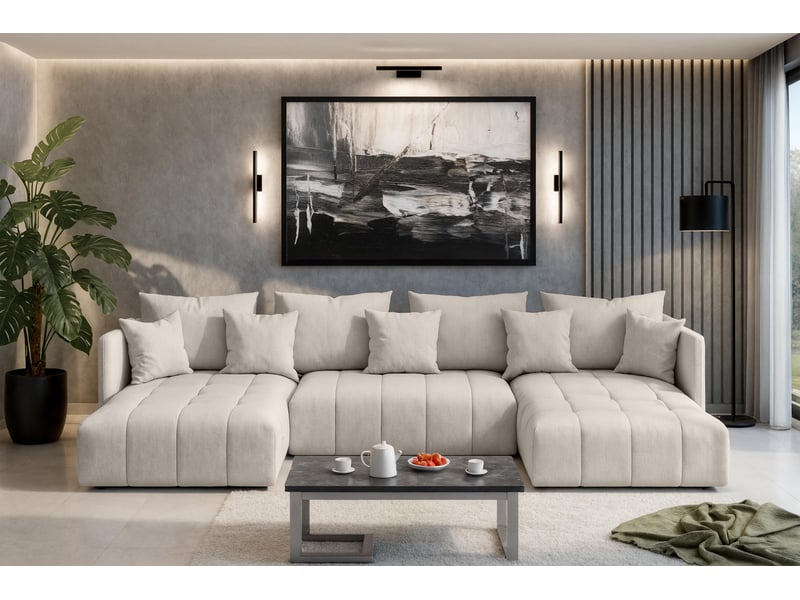  Canapé en u mersino canapé panoramique convertible beige 353 Mersino - Conforama C