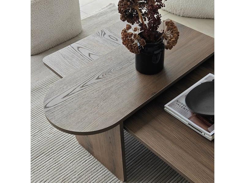 Set de 2 tables basses modernes en bois paris - noyer  - Conforama D