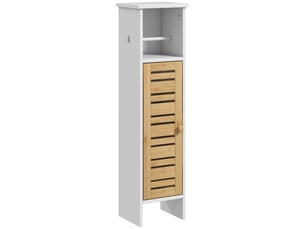 Meuble de salle de bain avec support papier toilette barre amovible 3 niveaux + sortie papier, bambou blanc, 78h cm