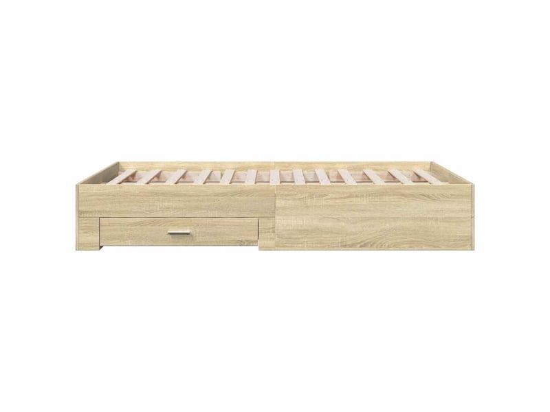 Lit double- lit adulte - cadre de lit avec tiroirs sans matelas chêne sonoma 135x190 cm - Conforama D
