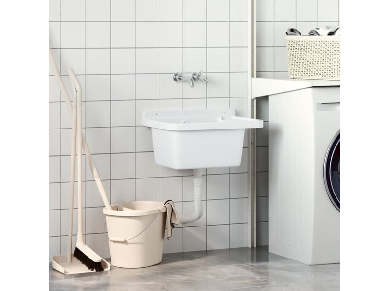 Lavabo pour montage murale blanc 50x35x24 cm résine cf65681  - Conforama C