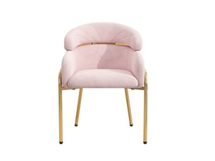 Chaise de salle à manger individuelle 57x55x79 cm, design léger et moderne, pour le salon, métal, velours, rose