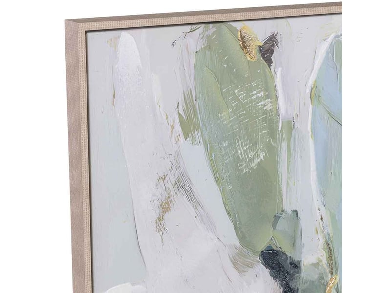  Tableau peint à la main avec cadre en bois vert clair 83x4x123h cm  - Conforama E
