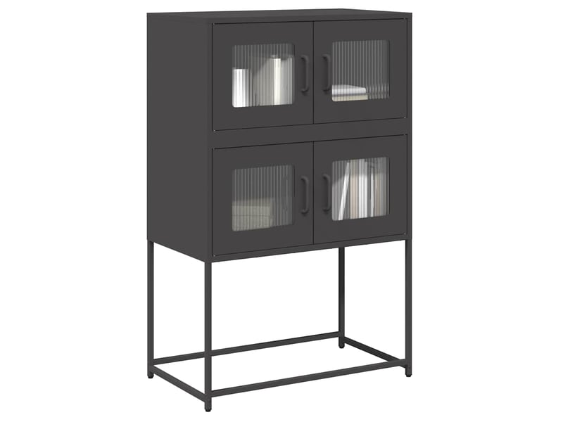  Buffet haut - bahut - meuble de rangement noir 68x39x107 cm acier  - Conforama B