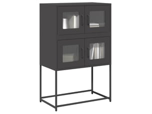 Buffet haut - bahut - meuble de rangement noir 68x39x107 cm acier