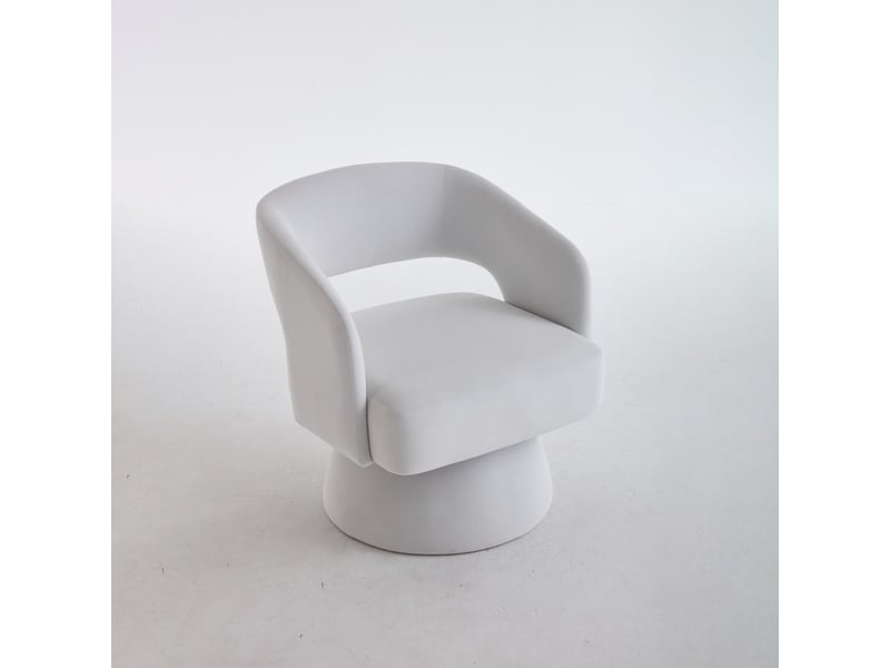  Fauteuil pivotant lexicon 360° - 68x66x75cm - design tonneau dos ouvert, assise moelleuse et base métal - beige crème  - Conforama A
