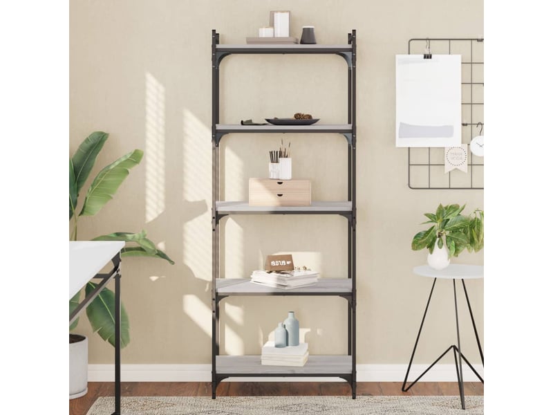  Bibliothèque à 5 niveaux, armoire à livres sonoma gris 60x30x154 cm  - Conforama B