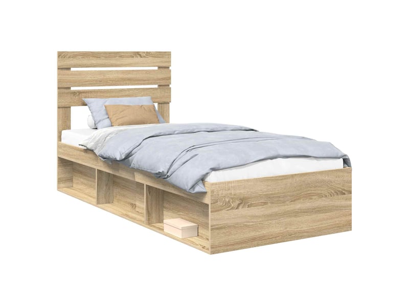 Lit simple- lit adulte - cadre de lit avec tête de lit sonoma 100 x 200 cm pin massif - Conforama A
