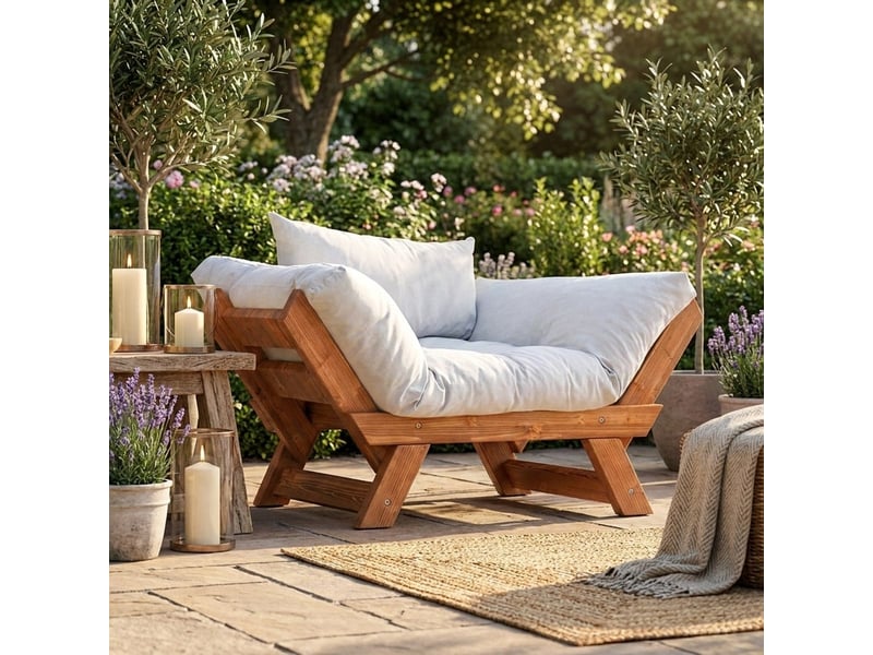 Canapé-lit elara en bois et lin imperméable - blanc - Conforama B