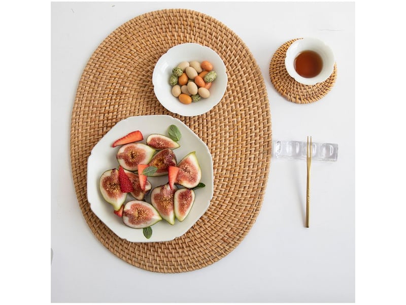  Set de table en rotin naturel fait main, résistant à la chaleur et isolant, 40 x 30 cm  - Conforama C