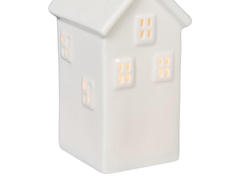  Photophore en forme de maison ambiance cosy déco intérieur 18 x 12 x 12 cm en porcelaine blanche 13_0015180  - Conforama C