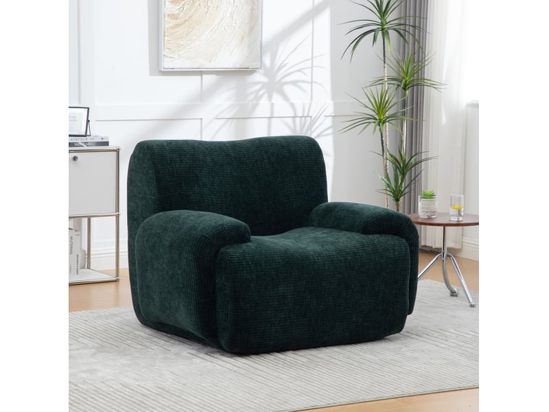 Fauteuil tcqpz en chenille avec repose-pieds 113 x 94 x 78,5 cm mousse haute élasticité 30d sans montage vert - Conforama D