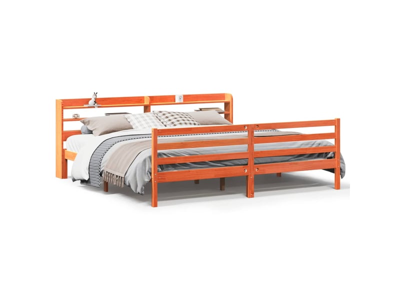 Lit double- lit adulte - cadre de lit sans matelas marron 200x200cm bois pin massif - Conforama A