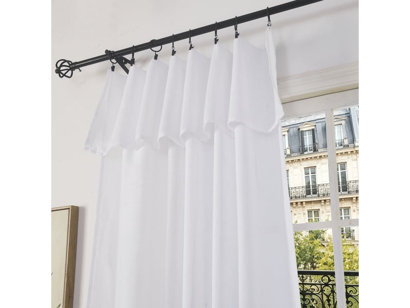  Rideau ajustable 140 x 270 cm + 8 anneaux pinces effet lin evasion neige CP-EVASION-NEIGE - Conforama E