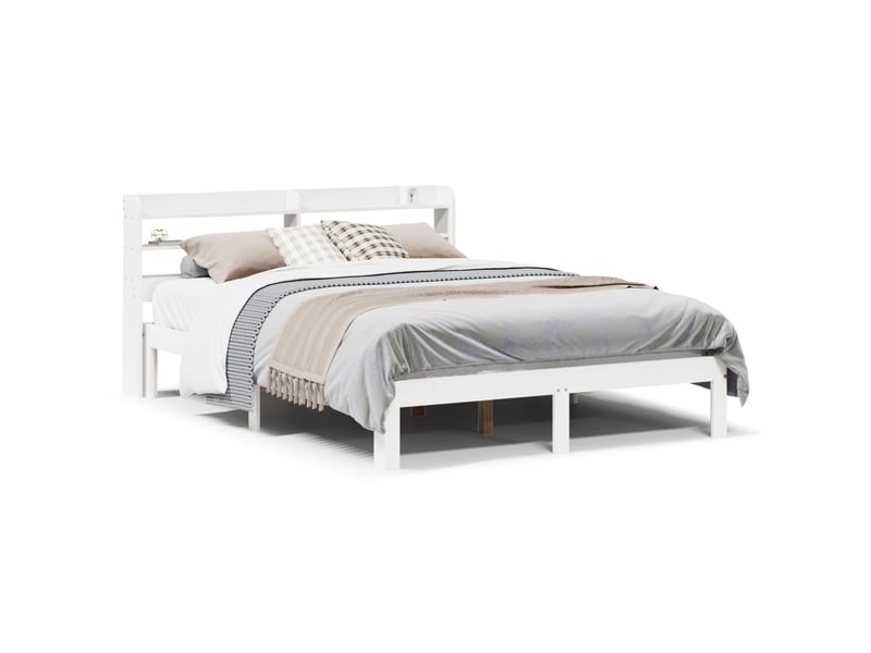  Lit double- lit adulte -  cadre de lit avec tête de lit sans matelas blanc 160x200 cm  - Conforama A