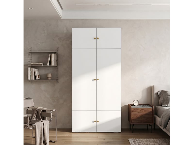  Armoire tcqpz à 2 portes 90 x 50 x 200 cm avec penderie et 5 compartiments blanc  - Conforama E