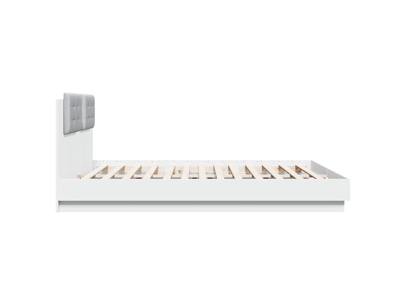  Lit double- lit adulte -  cadre de lit sans matelas blanc 160x200 cm  - Conforama D