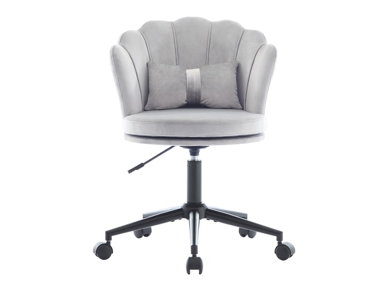  Fauteuil de bureau pivotant en velours, hauteur réglable 73-83 cm avec coussin - gris Fay Lum - Conforama A