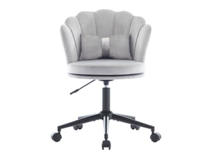 Fauteuil de bureau pivotant en velours, hauteur réglable 73-83 cm avec coussin - gris