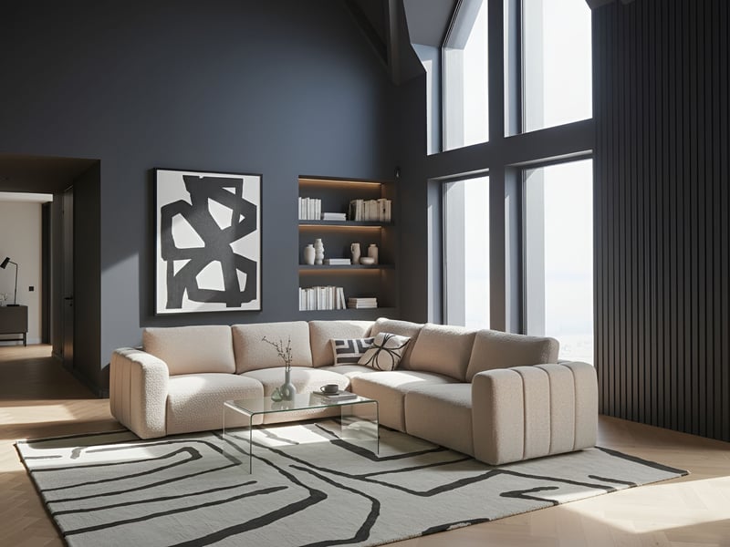 Canapé d'angle modulable 5 places kivvik bouclé beige côté gauche  - Conforama B