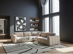 Canapé d'angle gauche fixe BELIANI 5 places Tissu beige avec coffre de rangement