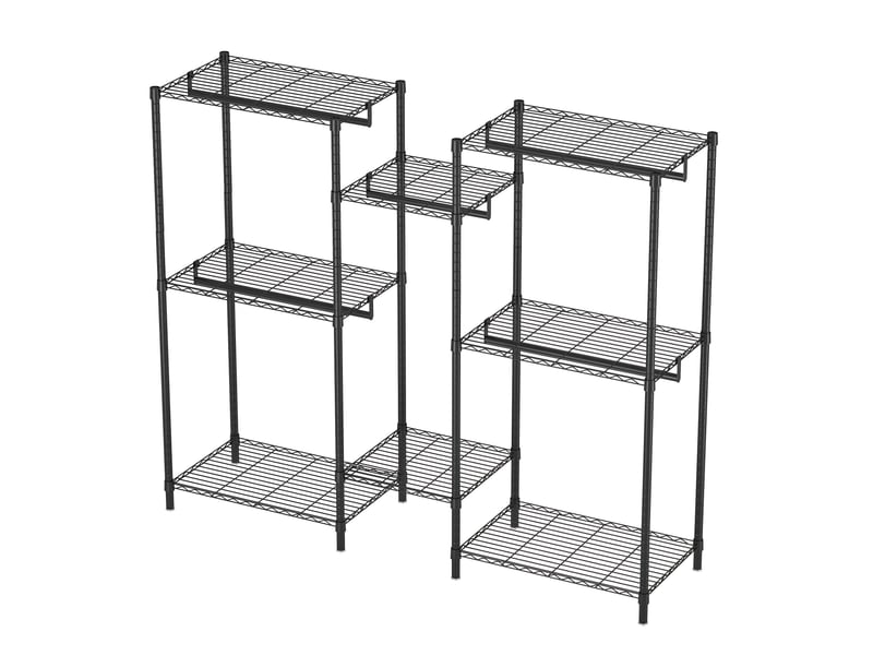  Portemanteau en métal noir avec 8 étagères et 5 perchoirs  - Conforama R