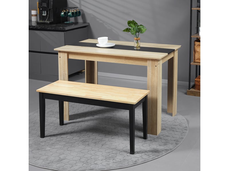 Banc en bois pour 2 personnes bicolore 102 x 36 x 45 cm assise naturelle et piètement noir - Conforama W