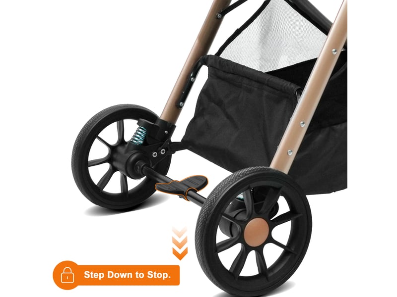 Poussette bébé 2 en 1 80x62x103 cm noire en tissu et mesh, pliage compact de la naissance à 36 mois - Conforama E