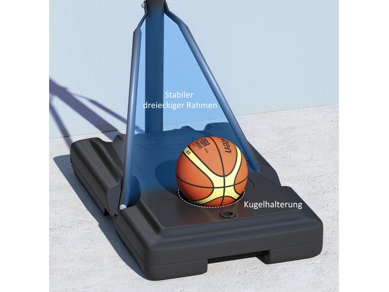  Panier de basket extérieur réglable 235-305 cm – noir – sur roulettes, panneau résistant 110 x 75 cm  - Conforama E