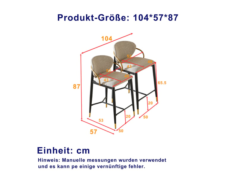  Tabourets de bar 57x52x87 cm lot de 2, réglables, dossier et repose-pied, pour bar, métal, chenille, marron clair, noir  - Conforama C