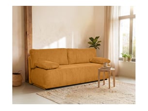 Canapé droit convertible LOUNGITUDE VELUTO 3 places Velours côtelé jaune avec coffre de rangement