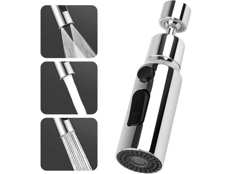  Aérateur de robinet, modes de poignée de douche, robinet économique en eau, eau de cuisine, adaptateur universel de robinet, robinet pivotant argent  - Conforama A