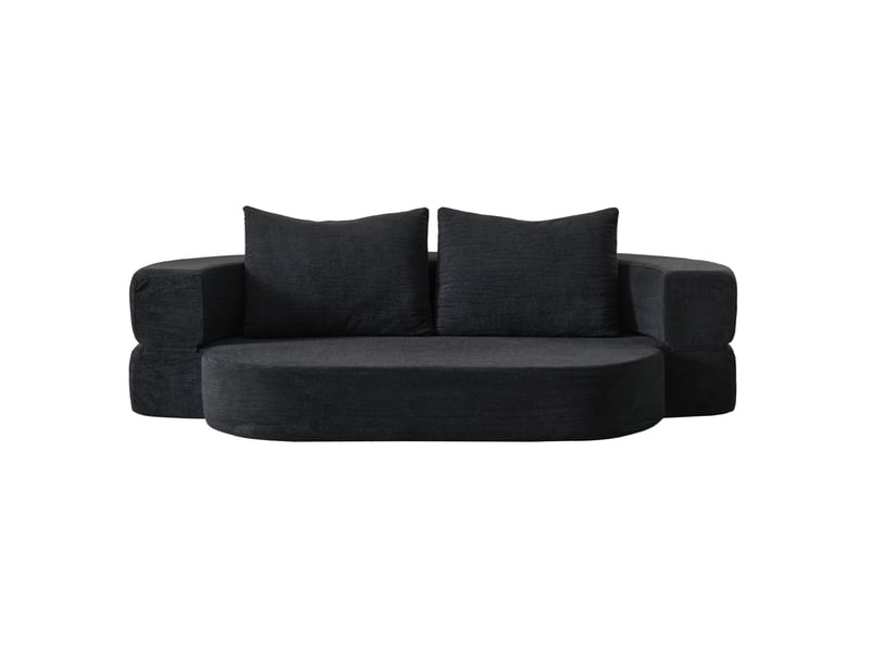  Canapé lit pliant 200x130x60 cm noir en flanelle, 2 places, mousse à mémoire de forme, convertible 2 en 1  - Conforama D