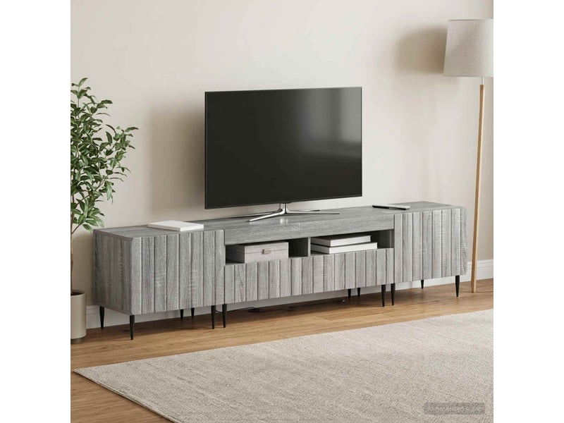  Meuble tv - banc tv - meuble de rangement led 5 pièces sonoma gris bois d'ingénierie  - Conforama C