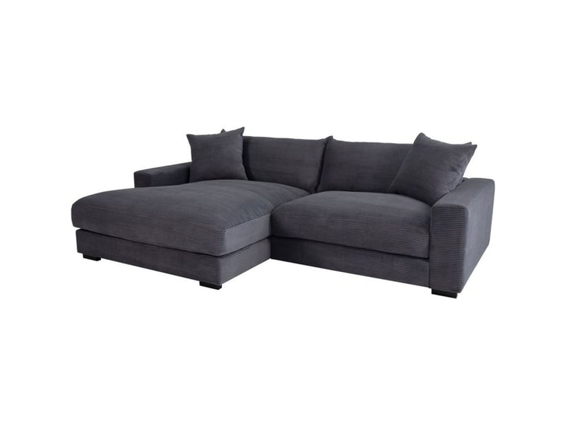  Canape angle gauche pedro velours côtelé anthracite 261x180x82 cm, 3 places fixe avec accoudoirs PEDRO-REC.3S cord R, Zoom 22 - Conforama C