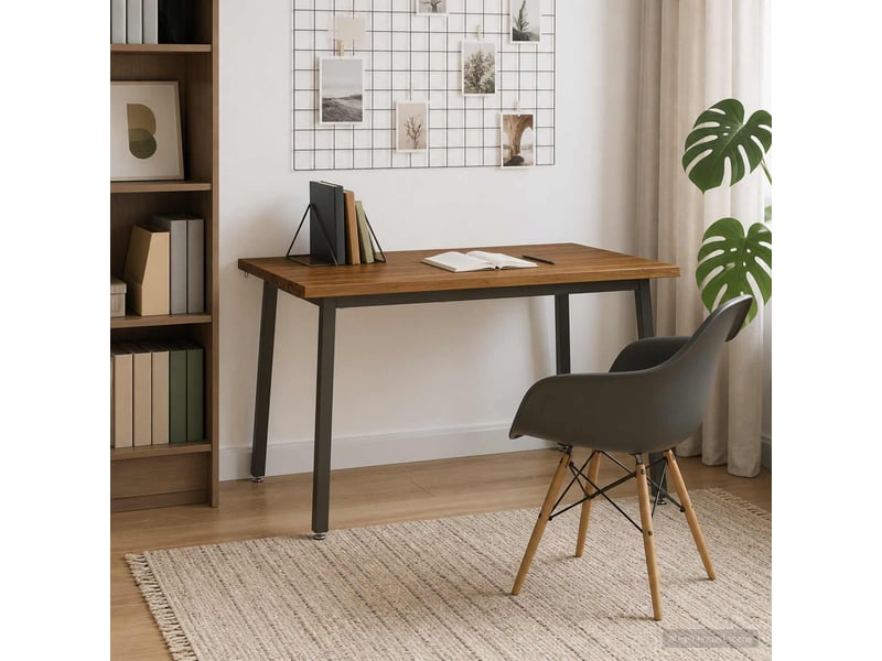 Table à manger moderne 90x55x75 cm bois d'acacia massif naturel et café shl71053 - Conforama C