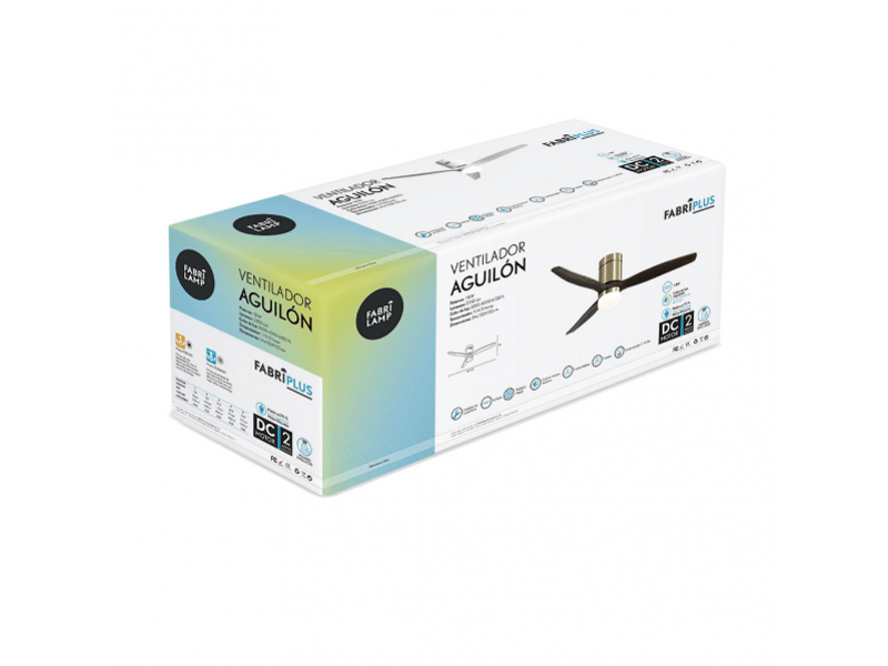  Ventilateur de plafond fabrilamp aguilón dc cuirchêne 3 pales 132 cm 6 vitesses led 20 w télécommande 128291364 - Conforama E
