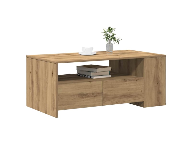  Table basse | table d'appoint salon chêne artisanal 102 x 55 x 43,5 cm  - Conforama C