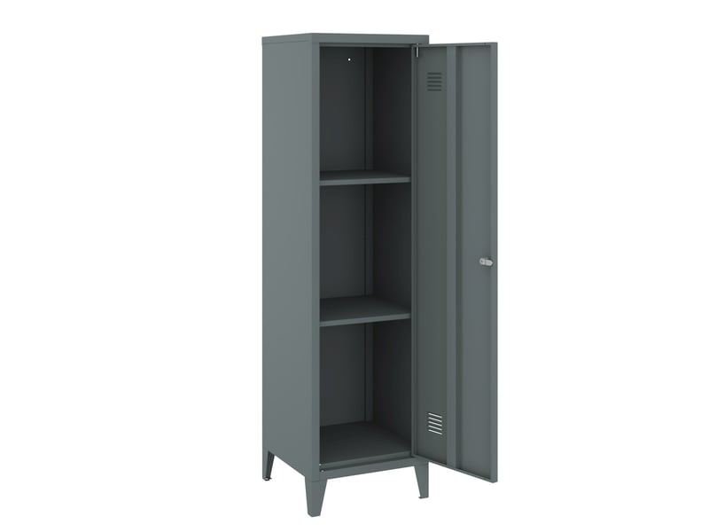 Armoire étagère meuble de rangement à casier métallique vérouillable 137 x 38 x 38 cm gris foncé 03_0008947  - Conforama B
