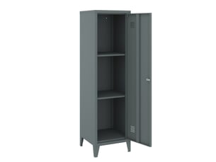 Armoire étagère meuble de rangement à casier métallique vérouillable 137 x 38 x 38 cm gris foncé 03_0008947