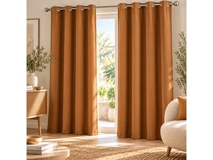 Lot de 2 rideaux à œillets grande hauteur 135 x 280 cm occultants unis occult camel