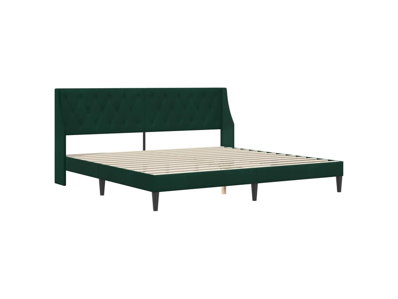  Lit double- lit adulte -  cadre de lit avec tête de lit vert foncé 200 x 200 cm velours  - Conforama B
